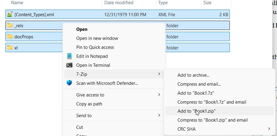 Renaming the ZIP file back to .xlsx extension